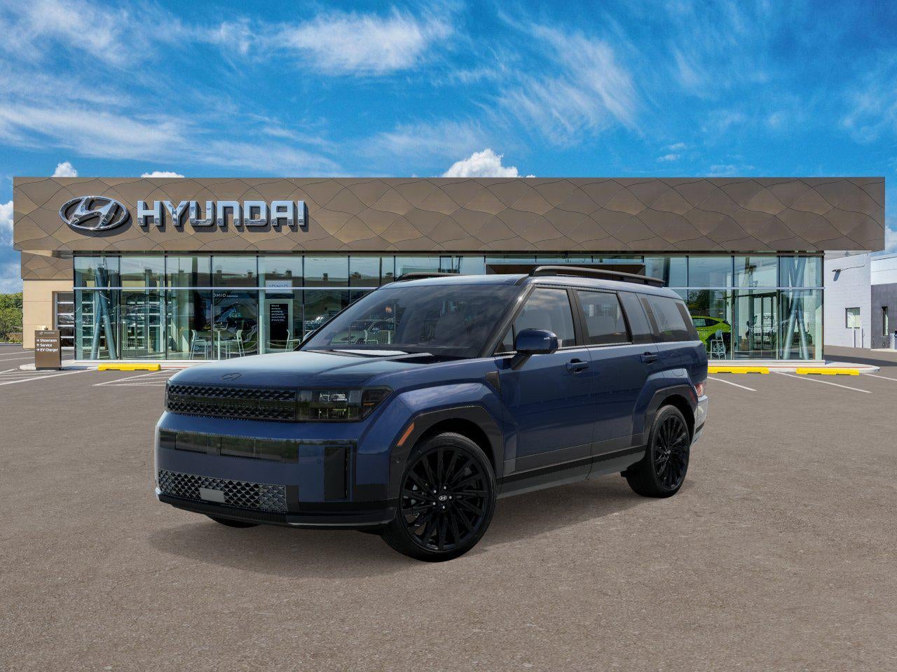 2026 Hyundai SANTA FE Calligraphy FWD in Atlantis Blue — front three-quarter view