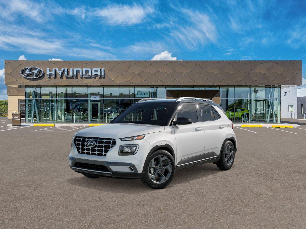 2026 Hyundai VENUE SEL W/Two-Tone Roof in Lunar White W/Black Roof — front three-quarter view